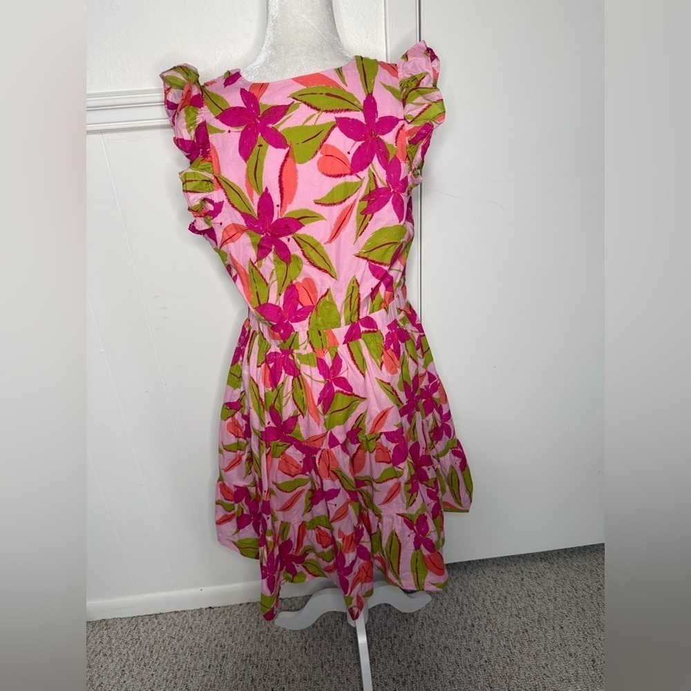 Taylor Floral Pink and Green Midi Dress L - Picture 4 of 8